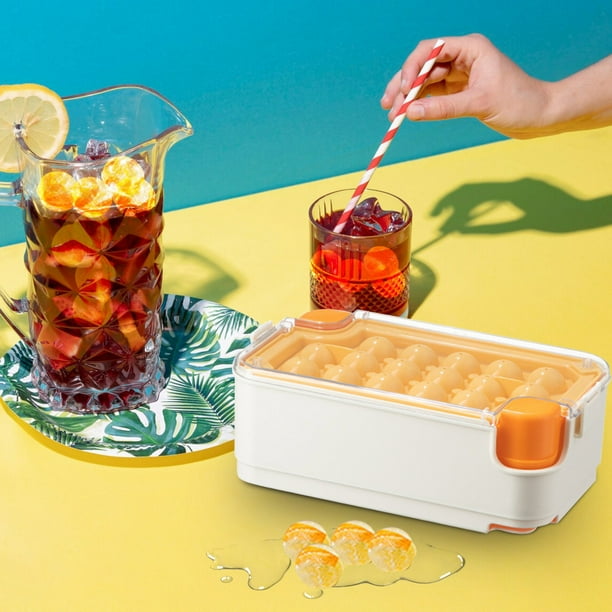 Juego de bandejas para hacer bolas de hielo | Caja de almacenamiento de discos de hielo para el hogar | Material apto para uso alimentario | Forma única de bola de hielo para un derretimiento lento