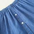 thumbnail image 6 of Women Layered Decorative Skirt Buttons Cotton Denim Blue A-Line Flared Curved False Hem Detachable Elastic Waist Apron, 6 of 9