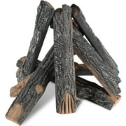SKYSHALO 8 Pcs Oak Logs Gas Fireplace Ceramic Logs Heat-Resistant Indoor or Outdoor
