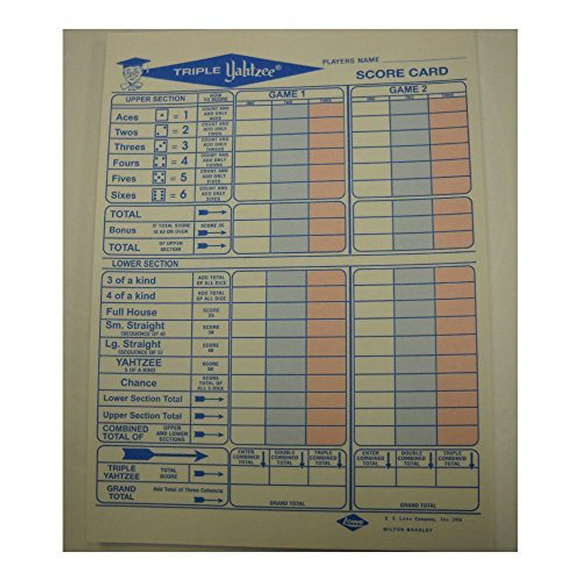 50 Triple Yahtzee Score Sheets Cards | Walmart Canada