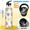 thumbnail image 2 of Kids Insulated Stainless Steel Sports Water Bottle 600ml Pink and Blue Heart Pattern, 2 of 6