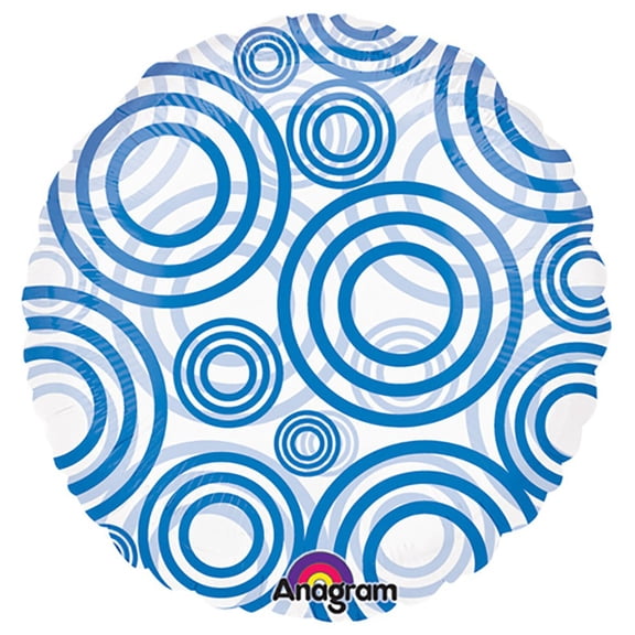 18 inch Circle - Circles Blue Foil Mylar Balloon - Party Supplies Decorations