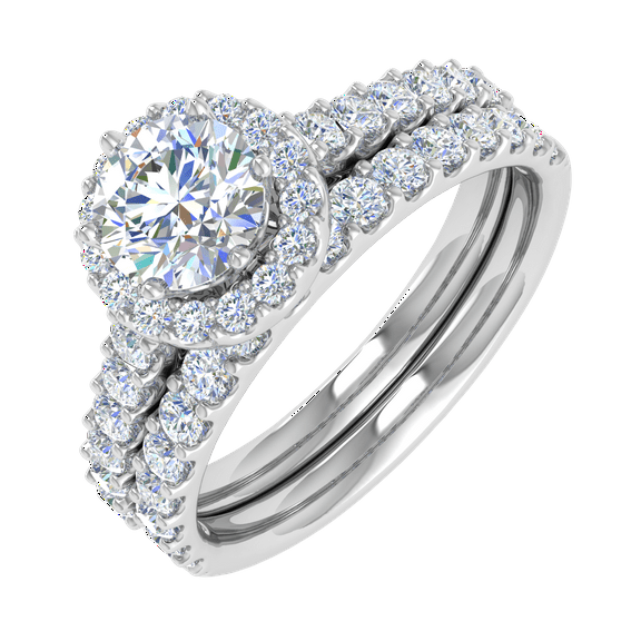1.25 Carat Diamond Bridal Ring Band Set in 14K White Gold (Ring Size 9.75)