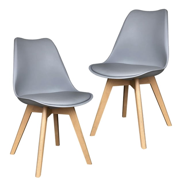 Sillas Eames Acolchadas Big Room Comedor Patas de Madera Gris
