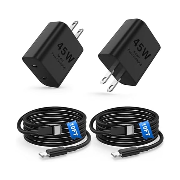 Quyaojz for 45W USB C iPhone 17 16 15 Fast Charger Block/10ft Type C to C Cable Cord Long, Wall Charging Plug Adapter Cube Brick Compatible With iPhone 17 Pro Max/17 /16/15 /iPad/Samsung Galaxy
