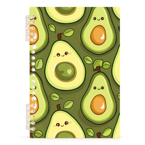 Cute Avocado on Green Spiral Journal Notebook College Ruled Notebook 8.3" x 5.7" A5 Lined Thick Paper Page