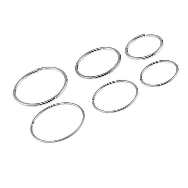 Package of 6 Gold IP or Surgical Nose Ring or Cartilage Hoop 3 (20G) and 3