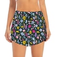 thumbnail image 2 of Rateoe Watercolor Meadow Flowers Printed 2 in 1 Women's Workout Shorts for Athletic Gym Running Shorts with Phone Pockets-Small, 2 of 7