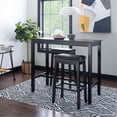 thumbnail image 2 of Pemberly Row Three Piece Bar Dining Set Faux Leather Seats in Black Wood, 2 of 11