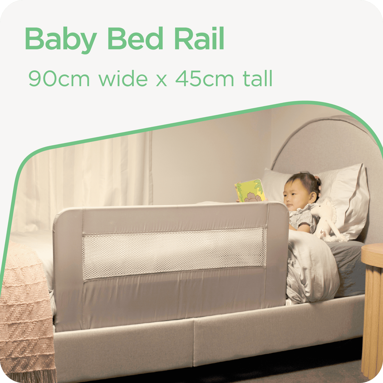 Perma Swing Down Baby Bed Rail, for Kids and Single Mattresses, 35.4" Wide by 17.7" Tall