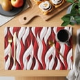 thumbnail image 2 of Red White Moire Placemats Set of 4, Modern Abstract Art Placemats for Dining Table, Place Mats for Kitchen Tabletop, Waterproof Wipeable Dining Table Mats Set, 2 of 9