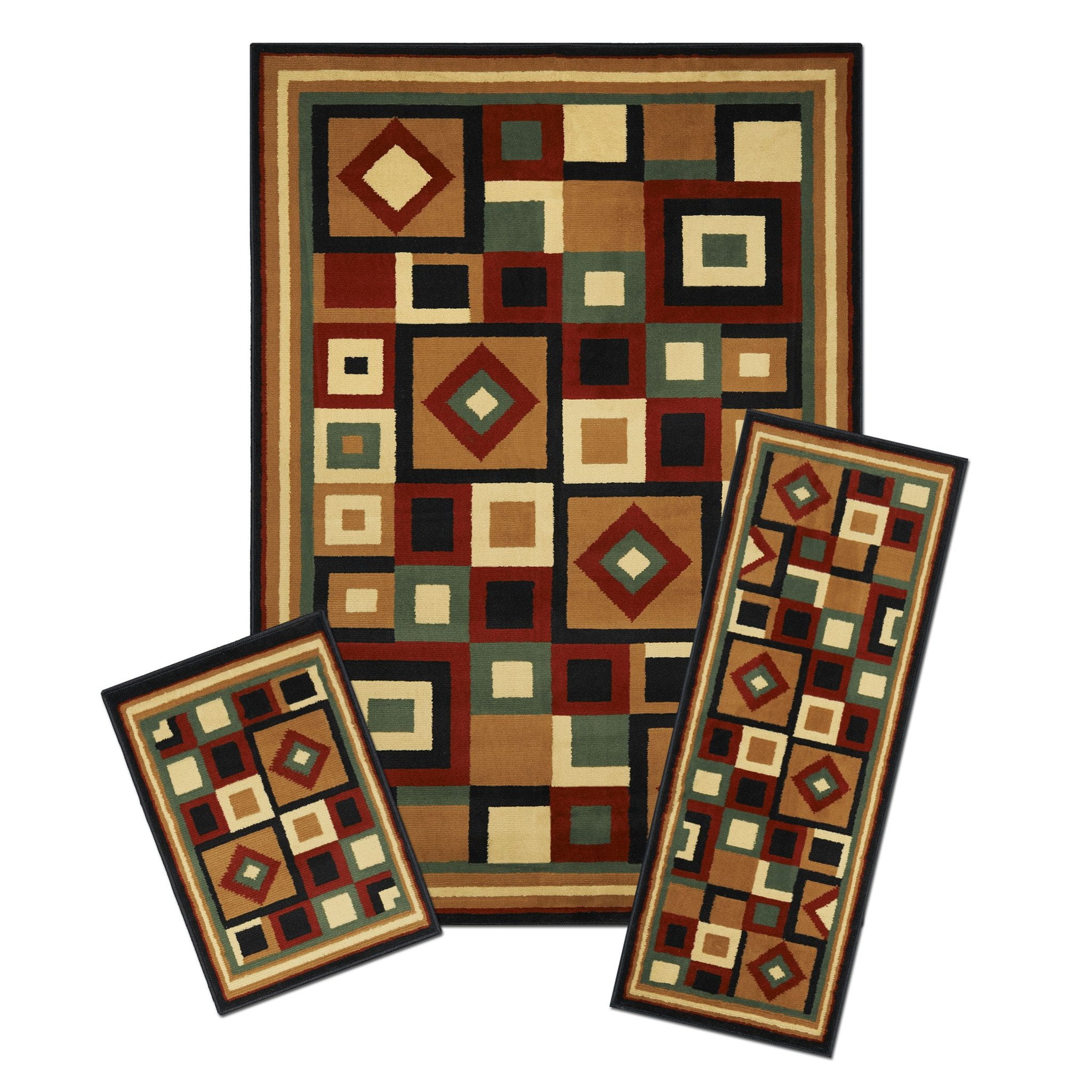 Lorraine Collection 3 Pc Area Rug Set Size 5x7 Rug, 22"x59" Runner, 22