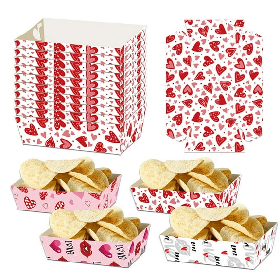 Fnochy Valentine's Day Snack Box, Heart Party Supplies, Delicious Treats, Festive Food Container, Love Scene Props - Perfect for Romantic Gatherings and Celebrations-4PCS