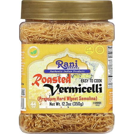 Rani Roasted Vermicelli (Roasted Wheat Noodles) 12.25oz (350g) PET Jar ~ All Natural | Vegan | NON-GMO | Indian Origin