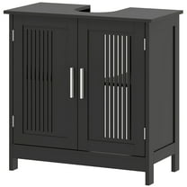 kleankin Pedestal Sink Storage Cabinet, Sink Bathroom Cabinet, Black