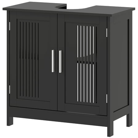 kleankin Pedestal Sink Storage Cabinet, Sink Bathroom Cabinet, Black