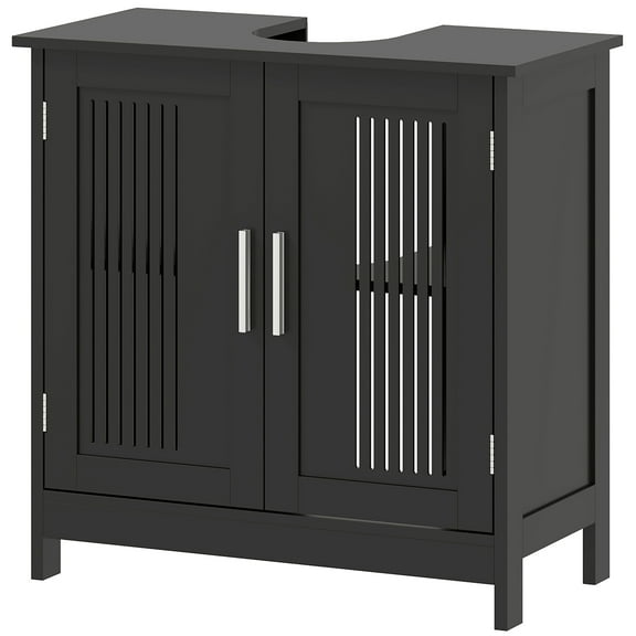 kleankin Pedestal Sink Storage Cabinet, Sink Bathroom Cabinet, Black