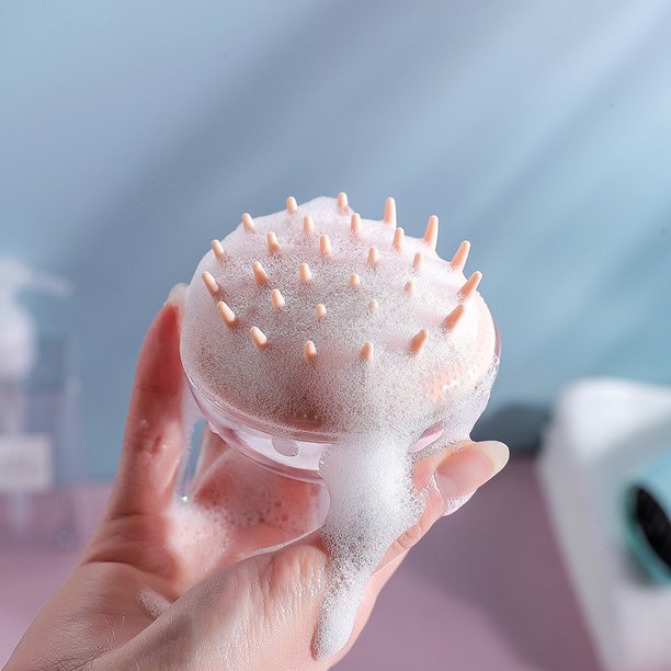 2 artefactos de champú cabeza de adulto champú cepillo de masaje hogar silicona hombres adultos cuero cabelludo meridiano champú masaje peine, azul + rosa