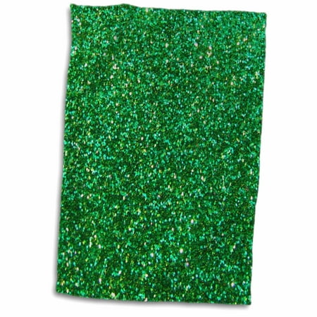 - 3dRose Emerald Green Faux Glitter - photo of glittery texture - Bling Sparkles Sparkly glam glamorous diva - Towel, 15 by 22-inch