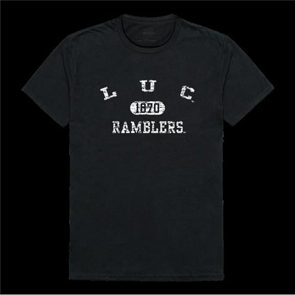 Loyola University, Chicago Ramblers Distressed Arch College T-Shirt, Black - Large