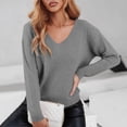 thumbnail image 3 of Long Sleeve Shirts for Women Sweater Tops V Neck Solid Knit Pullover Casual Lightweight Fall and Winter Fashion Top, 3 of 6