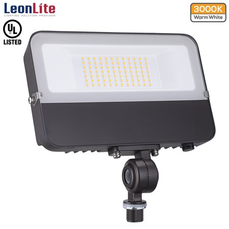 LEONLITE 50W LED Flood Light with Knuckle Mount  Outdoor Area Light  for Wall Washing Signage Lighting  Billboard Lighting  Flag Lighting  3000K Warm White