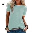 thumbnail image 1 of Camiseta de mujer Blusa casual de manga corta con costuras en bloque de color, Azul cielo, S Speravity AP002400-01, 1 of 7