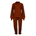 thumbnail image 1 of Women‘s Autumn And Winter Elegant Solid Color Style Thread Long Sleeve Pants Set, 1 of 4