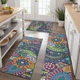 thumbnail image 2 of Multicolor Ethnic Paisley and Floral Pattern Kitchen Rugs Sets Of 3,Kitchen Runner Rugs Non Skid Washable,Decorative Kitchen Floor Mats for Kitchen,Sink,Laundry,17"x30"+ 17"x47" + 17"x59", 2 of 6