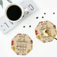 thumbnail image 4 of Yiaed Thanksgiving With A Grateful Heart Print Leather Coasters for Drinks - Cup Coasters Coffee Table Kitchen Table Bar, Home & Office Gifts Handmade Drink Coasters-Octagon, 4 of 6