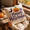 thumbnail image 6 of Halloween Throw Pillow Cover, Ghost Pumpkin Witch Print, Linen Cushion Case, 18x18 Set, Hidden Zipper, Spooky Decor for Sofa Couch by MPOISVA, 6 of 8