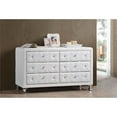 thumbnail image 2 of Bowery Hill Mid-Century 6 Drawer Faux Leather Double Dresser in White, 2 of 5