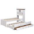 thumbnail image 6 of Hassch 2 Pieces Wooden Bedroom Set, Twin Size Captain Bed with Trundle, and 2-Drawers Nightstand, White + Walnut, 6 of 8
