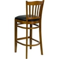 thumbnail image 4 of Emma + Oliver Vertical Slat Back Cherry Wood Barstool, Black Vinyl Seat, 4 of 7