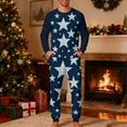 thumbnail image 2 of Afuyipoi Christmas Pajamas for Men, Two-Piece Set Homewear Plaid Print Holiday Sleepwear Navy XL, 2 of 5