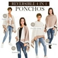 thumbnail image 4 of Women's Shawl Wrap Poncho for Cape Ruana for Travel Plane Blanket, Reversible Open Front Design (PC01-15), 4 of 11