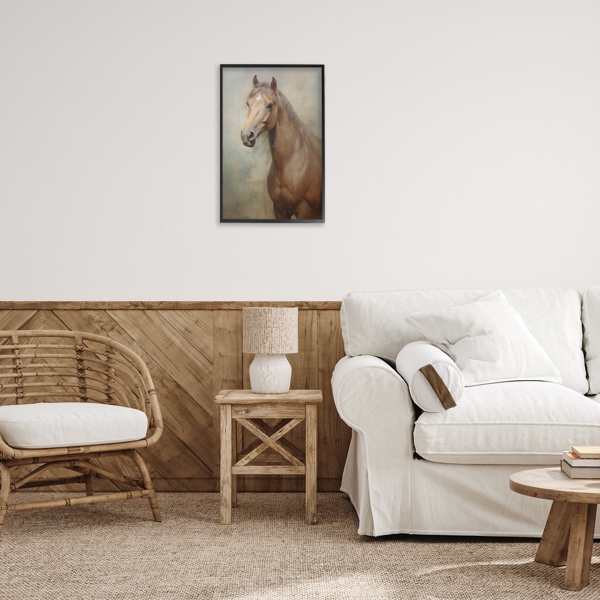 Stupell Industries Tan Horse Visage Animals & Insects Painting Black Framed Art Print Wall Art, 16 x 24