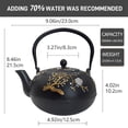 thumbnail image 3 of 60.9oz Cast Iron Teapot For Stovetop Safe, Japanese Style Tea Pot With Infuser For Loose Tea,  SECHUDO  Beautiful Tea Kettle With Flower And Bird Pattern, Enameled Interior, 3 of 11