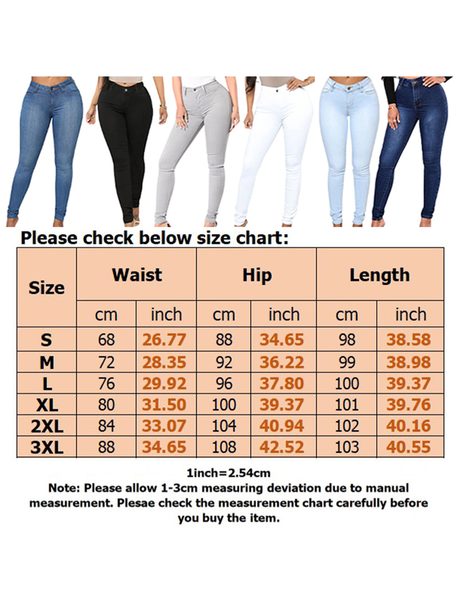 Women High Waist Jeans Pants Skinny Jeggings Pants Casual Bodycon Stretchy Pencil Pants Ladies Fashion Denim Pants Trousers - image 2 of 5