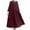 Red, variant on Women Loose Solid Color Cotton And Linen Irregular Stitching Round Neck Long Sleeve Dress Large Swing Dress With Pocket