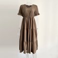 thumbnail image 2 of Vestido Sin Volantes Vestidos casuales de verano para mujer Vestido elegante con volantes para cóctel (Caqui XL) Ygjytge para Mujer Caqui T XL, 2 of 8