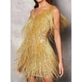 thumbnail image 4 of Women 1920s Dance Dress Sequin Tassel Fringe Flapper Latin Rumba Dress Tango Ballroom Dancing Dresses Gold S, 4 of 9