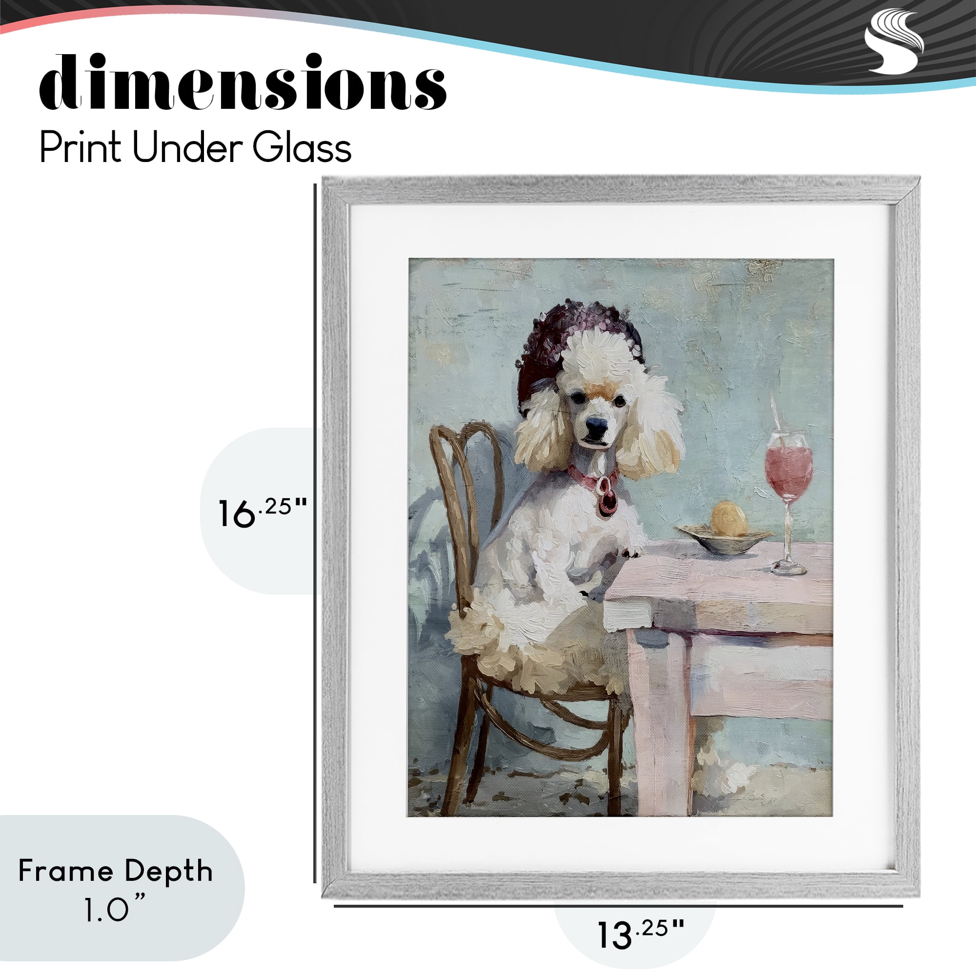 Stupell Industries Ladies Who Lunch Poodle Gray Framed Print Under Glass, design by Annabelle Hall