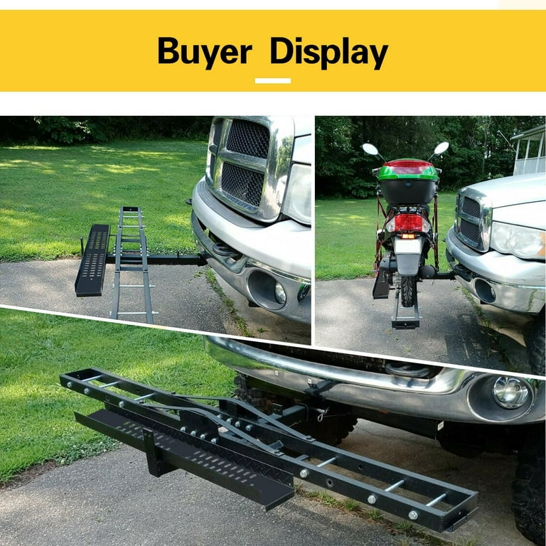 Kojem Upgrade 75 Motorcycle Dirtbike Carrier Hauler Hitch Mount Rack Anti Tilt with Loading Ramp Holds 500 lbs. Heavy Duty