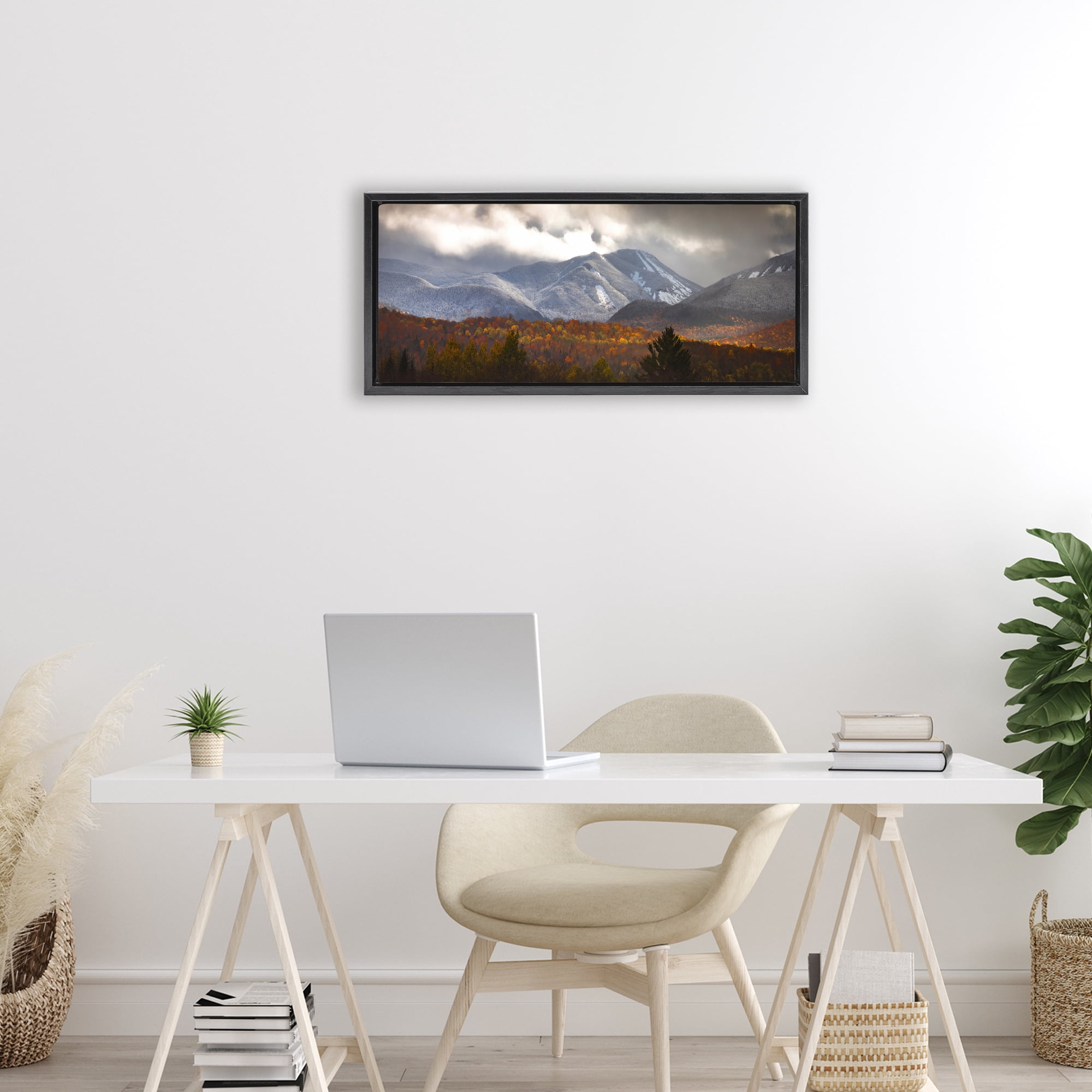 Stupell Industries Colliding Seasons Mountainscape Black Framed Floater Canvas Wall Art, design by Jonathan Zaharek