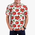 thumbnail image 3 of Balery Hand Drawn Tomatoes Printed Men’s Short Sleeve Polo Shirt, Midweight Men's Shirt,Golf Polo shirts -Medium, 3 of 9