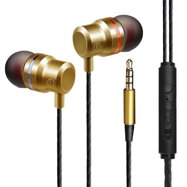 Auriculares Con Cable, Auriculares Intrauditivos, Auriculares Deportivos Con Cancelación De Ruido, Auriculares Estéreo, Sonido Estéreo Con Micrófono I dorado