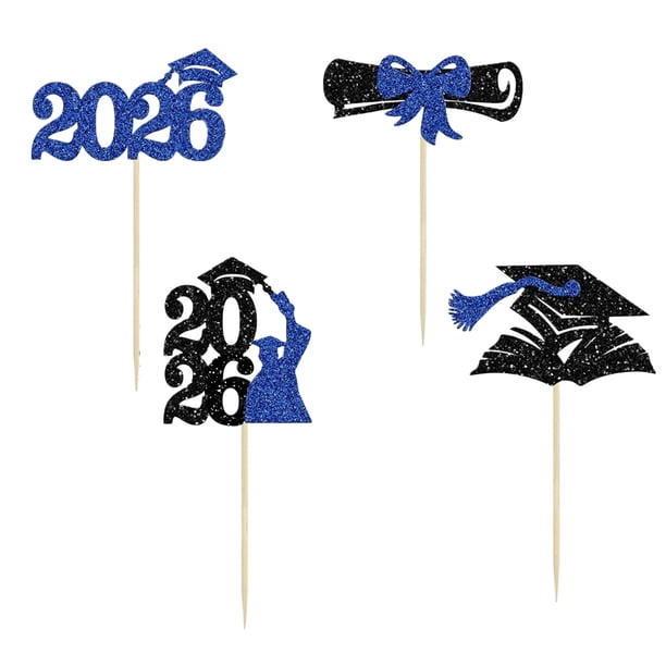 Set de decoración para fiestas de graduación: adornos de papel para tartas y cupcakes