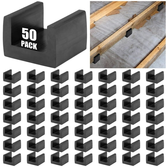 Aisladores de viguetas de goma BBTO en U para botes Floaters, 50 unidades, color negro