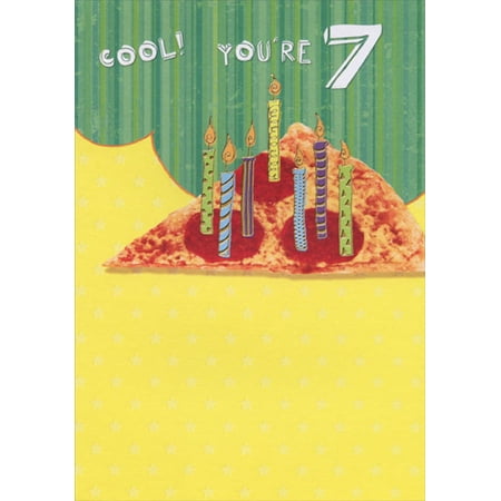 Designer Greetings Pizza Slice with Candles Age 7 / 7th Birthday Card